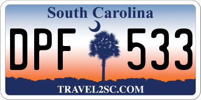 SC license plate DPF533