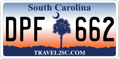 SC license plate DPF662