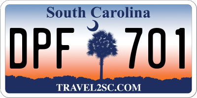 SC license plate DPF701