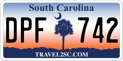 SC license plate DPF742