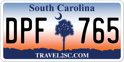SC license plate DPF765