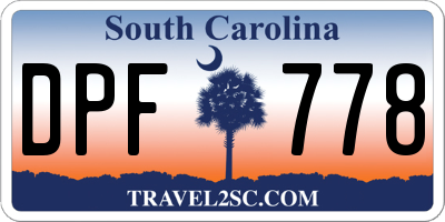 SC license plate DPF778