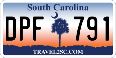 SC license plate DPF791