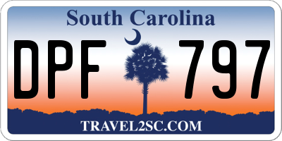 SC license plate DPF797