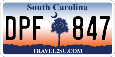 SC license plate DPF847