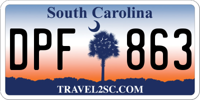 SC license plate DPF863