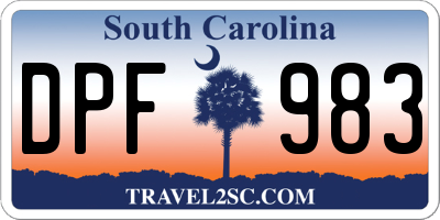 SC license plate DPF983