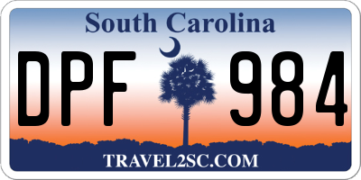 SC license plate DPF984