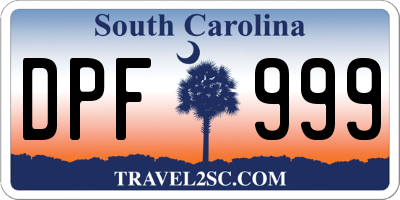SC license plate DPF999