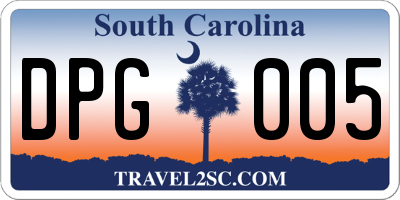 SC license plate DPG005