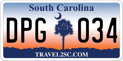 SC license plate DPG034