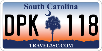 SC license plate DPK118