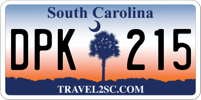 SC license plate DPK215