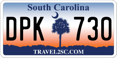 SC license plate DPK730