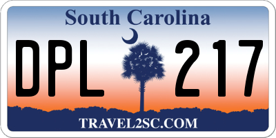 SC license plate DPL217