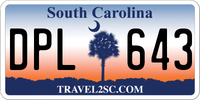 SC license plate DPL643