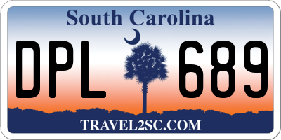 SC license plate DPL689