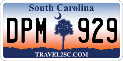 SC license plate DPM929