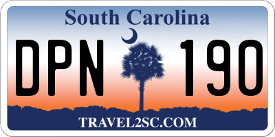 SC license plate DPN190