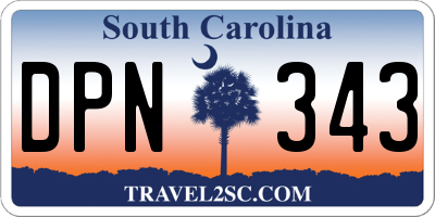 SC license plate DPN343