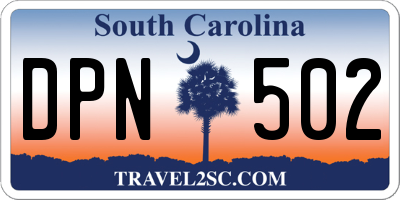 SC license plate DPN502