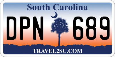 SC license plate DPN689