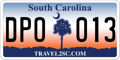 SC license plate DPO013