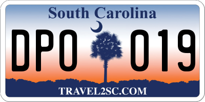 SC license plate DPO019