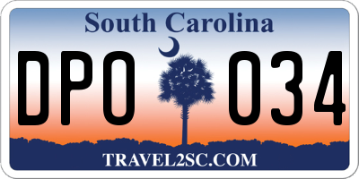 SC license plate DPO034