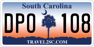 SC license plate DPO108