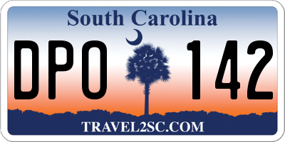 SC license plate DPO142