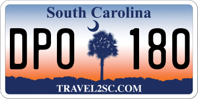 SC license plate DPO180