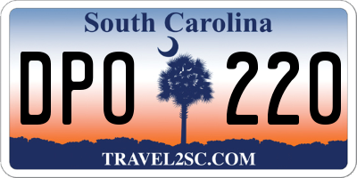 SC license plate DPO220