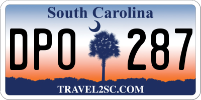 SC license plate DPO287