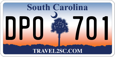 SC license plate DPO701