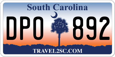 SC license plate DPO892