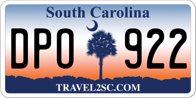 SC license plate DPO922