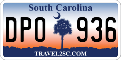 SC license plate DPO936