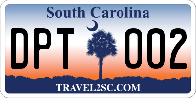 SC license plate DPT002