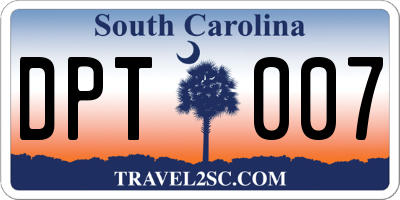 SC license plate DPT007