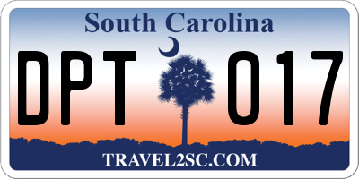 SC license plate DPT017