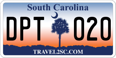 SC license plate DPT020