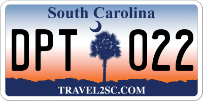 SC license plate DPT022