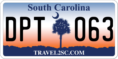 SC license plate DPT063