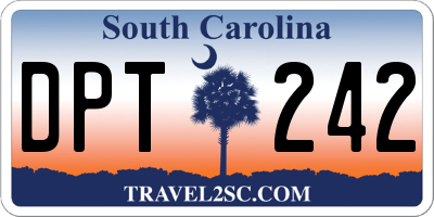 SC license plate DPT242