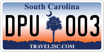 SC license plate DPU003