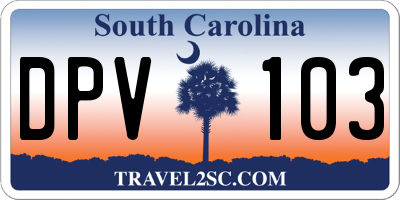 SC license plate DPV103