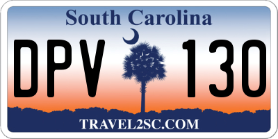 SC license plate DPV130