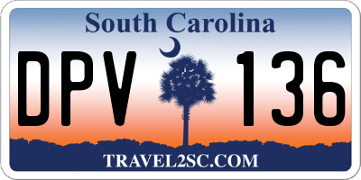 SC license plate DPV136
