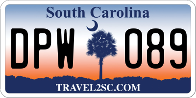 SC license plate DPW089